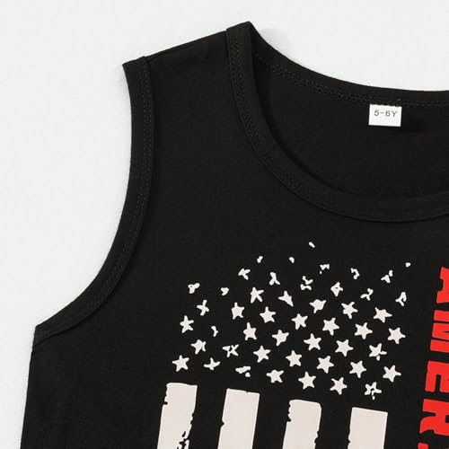 Image of Boys 4th of July Tank Kids American Flag Sleeveless Shirts Cotton Patriotic Tees Top Independence Day Clothes