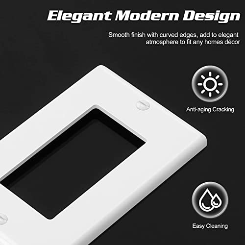 Decorator Wall Plate 1-Gang Light Switch Plate Outlet Cover,Unbreakable Polycarbonate Thermoplastic, White (4-Pack, Single Decorator-White) #TOP1