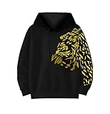 MYO-Kids Hooded T-Shirt – Boys & Girls Cotton Hoodie Tee | Full Sleeve Pullover Hooded T-Shirt for Kids | Casual Printed Hooded Top Sweatshirt | Stylish Wear Hoodie for Children-Pack of 1 BLK