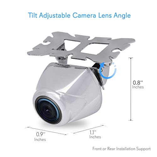 Image of Pyle Universal Vehicle Backup Camera - Water-Resistant Night Vision Parking Cam, Front or Rear Mount, Tilt Adjustable Lens, Compact Metal Housing, Marine Grade, Color Video, Distance Guide Lines