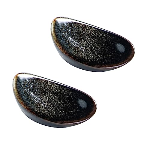 MOLUCKFU 2pcs Chopstick Rest Stand Holder Silverware Holder Coffee Spoon Holder Porcelain Chopsticks Stand Fork Holder Chinese Style Chopsticks Stand Vintage Chopsticks Rest Black Ceramics