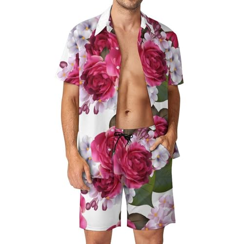 Chemise Hawaïenne Fleur Rouge et short pour vos soirées barbecue et vacances d'été