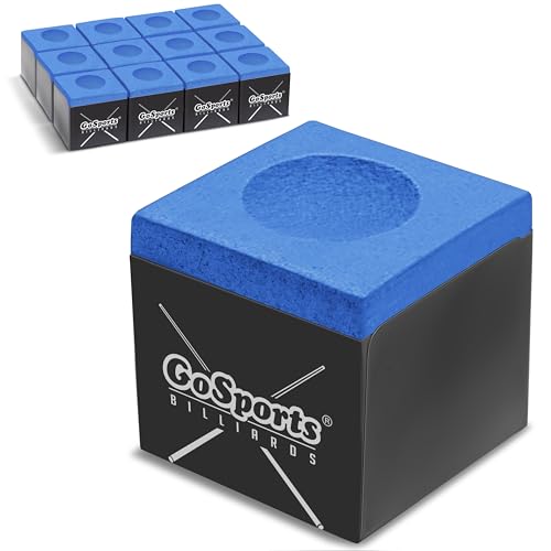 GoSports Premium Pool Cue Chalk Cube 12 Pack - Blue Billiards Pool Stick Chalk