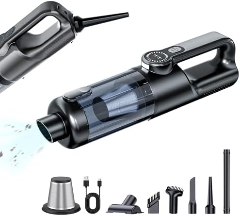Handheld Vacuum Cordless, Car Vacuum Portable Cordless 6000mAh Dust Busters Rechargeable Brushless Motor 18000Pa Strong Suction, Portable Vacuum for Car Home with 6 Accessories, Gray