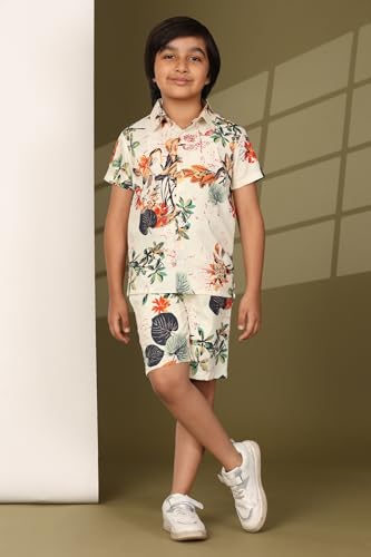 Image of Boys Printed Casual Shirt Short Sleeve Button Down Beach Shirt for Kids