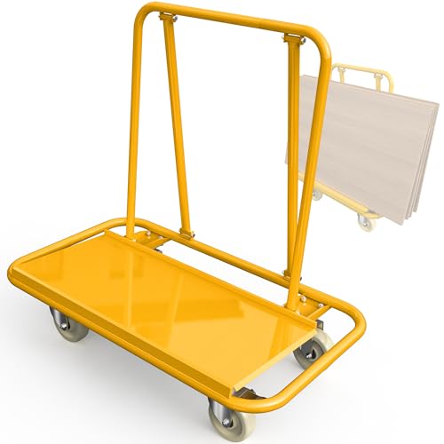 SYNTHACY Heavy Duty Drywall Cart with 4 Swivel Wheels & Brakes, 3000LBS 45.3"x22.4" Steel Drywall Sheetrock Dolly for Wall Panel, Industrial Sheet Carrier Cart for Garage, Construction, Warehouse