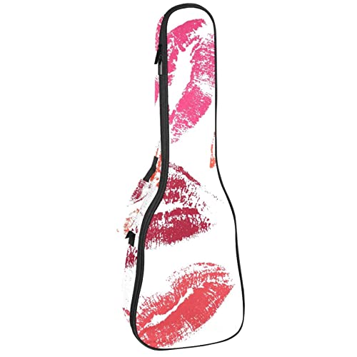 Sac à dos pour ukulélé de concert noir avec rembourrage 10mm et motif lèvres