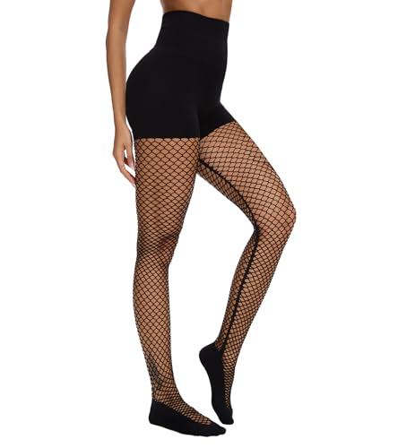 Image of Fishnet Stockings for Women Tummy Control Tights Shapewear Leggings Shaper