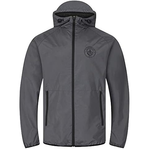 Manchester City FC Gift Mens Shower Jacket Windbreaker Peaked Hood Grey Large Cover