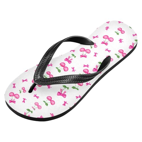 Burbuja Cherry with Bow Flip Flops for Women Men, Soft Thong Sandals Rubber Slippers for Pool Beach Essentials2