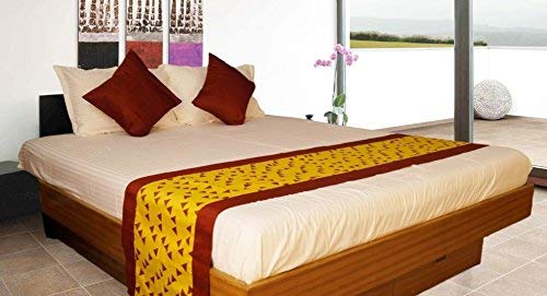 Vissage Cotton Contemporary Print Double Bed Runner with 2 Cushion Covers (Multicolour, Standard)-image-38