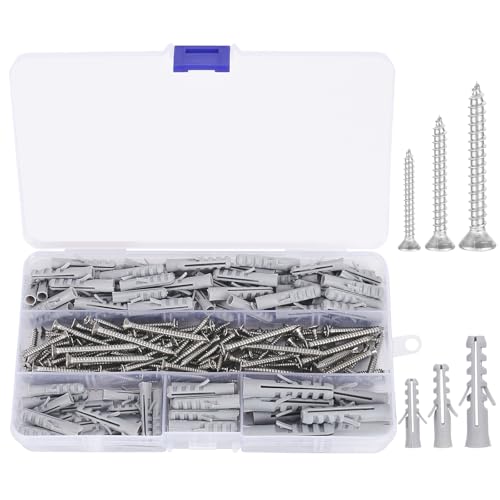 QMLING Lot de 220 vis et chevilles (110 chevilles à percussion, 110 vis pour plaque de plâtre), chevilles à expansion pour la fixation, M3/M3,5/M4/M5/M6/M8