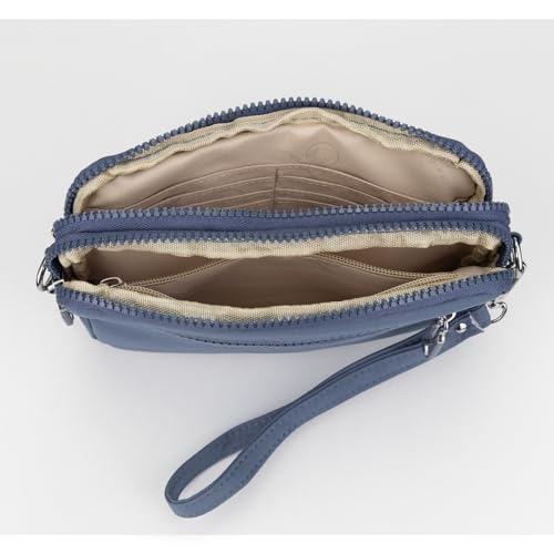 Image of JANKS Small Crossbody Bags for Women Wristlet Wallets Nylon Shoulder Bag with 4 Zipper Carry All Purse Credit Card Holder