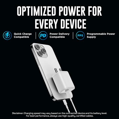 Image of URBN 20W USB C iPhone GaN Charger | 2X Faster Charging | Power Delivery (PD) Adapter | Made in India | for iPhone 17 /16 /15 /14 /13 /12 /11 /Pro /Max /Mini (White)