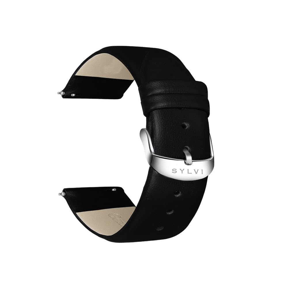 Sylvi Soft Black Genuine Leather Watch Strap for Men | 20mm Wristwatch Band Replacement (B0DDX5VZ5D) Amazon Price History, Amazon Price Tracker