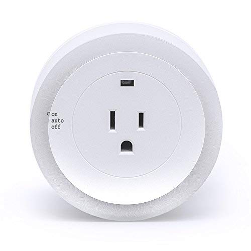 LED Concepts Plug-In LED Night Light with Outlet - Dusk to Dawn Round Sensor Light – Built-In Power Outlet –...