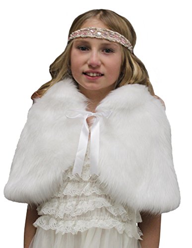 White Faux Fur Cape Fox for Child, Faux Fur Shrug, Faux Fur WRAP, Faux Fur Stole-S