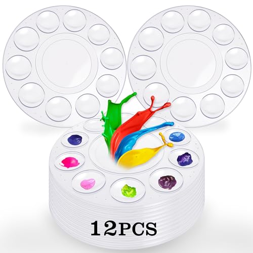 Image of 12Pcs Clear Paint Tray Palettes,Plastic Paint Pallets for Kids to Paints | Paint Trays for Students,Painting on School Project or Art Class