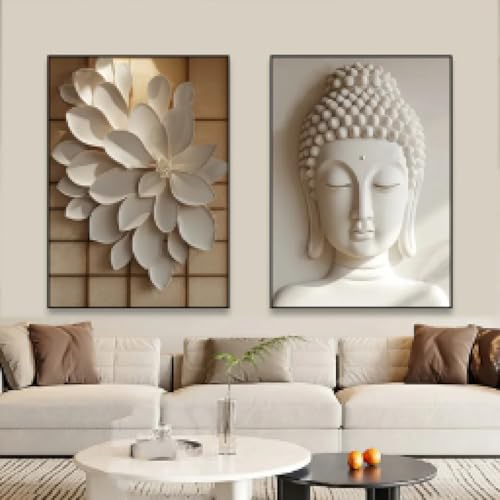 Portrait de Bouddha et lotus : une décoration spirituelle pour un intérieur serein et harmonieux