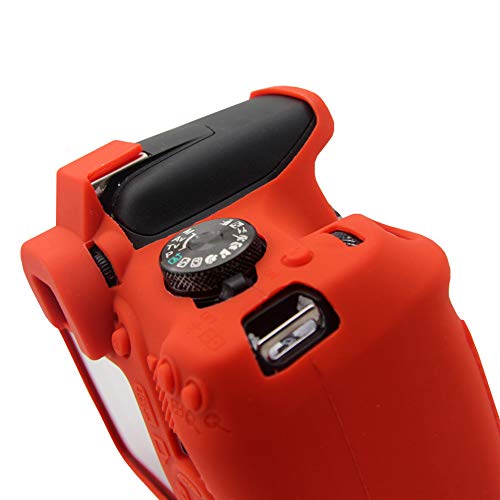 Easy Hood Case For Canon Eos Rebel T6 T7, Anti-Scratch Soft Silicone Protective Cover Protector Skin For Canon Eos 1500D Rebel T7 / Eos 1300D Rebel T6 Dslr Camera (Red) #TOP7