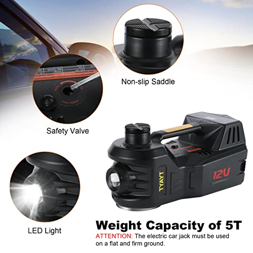 Electric Car Jack Tyayt 5 Ton Electric Hydraulic Jack With Touch Screen For Suv Sedans 12V Electric Car Lift Floor Jack With Tire Inflator Pump For Tire Change(Black) #TOP3