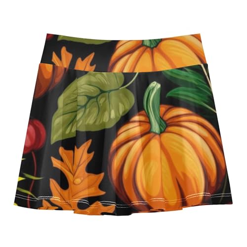 Girls Skorts Athletic Shorts Autumn Pumpkins Sunflowers Kids Tennis Skirts Cheer Girl Skort 3t