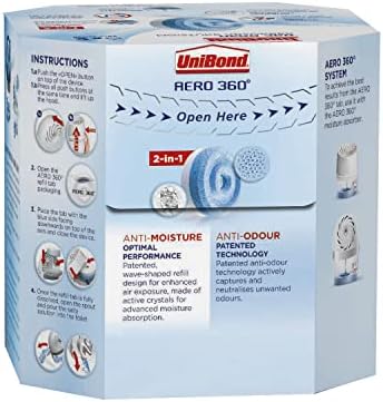 UniBond AERO 360° Moisture Absorber Neutral Refill Tab, ultra-absorbent and odour-neutralising, for AERO 360° Dehumidifier, Condensation Absorbers, Twin Pack (2 x 450g)