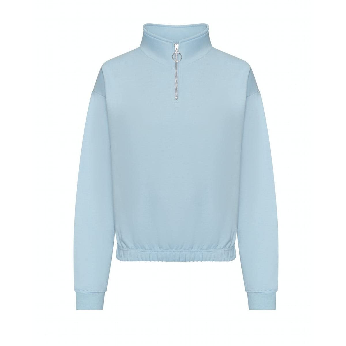 Awdis Women's Sky Blue Just Hoods Jh037 Cropped 1/4 Zip Sweatshirt - M