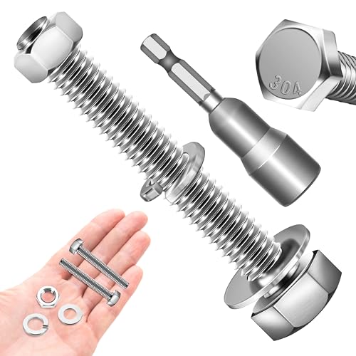 Image of (6 Sets) 3 /8 Bolt, 3 /8-16 x 2-1 /2 inch Hex Head Screws, Assorted Screws Nuts and Bolts with Flat & Lock Washers, Stainless Steel 3 /8 Bolts and Nuts Set, Fully Threaded by Marysino