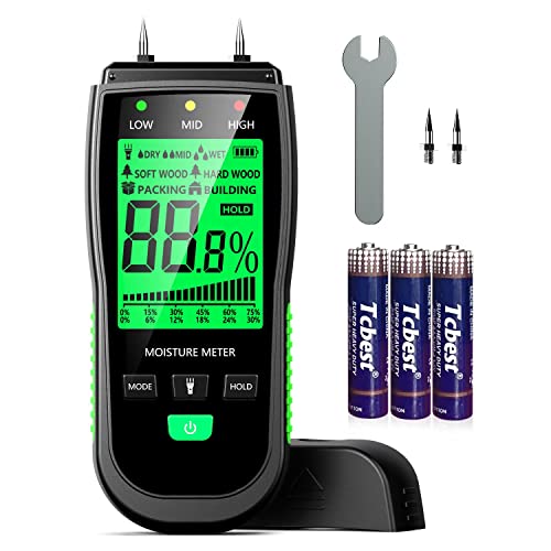 Wood Moisture Meter - Digital Moisture Detector, Pin-Type Digital Dampness Moisture Sensor, drywall moisture meter Moisture Meter for Wood, Firewood, Brick, Drywall, Paper, Floor Plaster