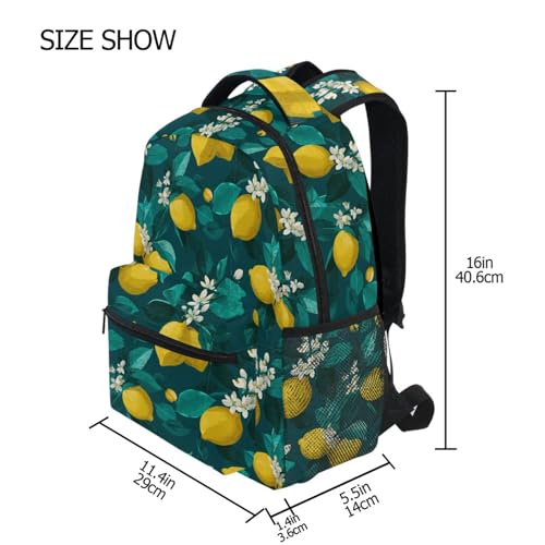 Pfrewn Kids Lemon Yellow Citrus Fruits (97) Backpacks for Girls Boys Lightweight Backpack for Students School 17"4