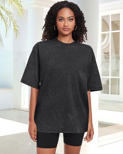 Oversized Tshirts for Women Short Sleeve Crew Neck Vintage Washed Basic Loose Casual Tees2