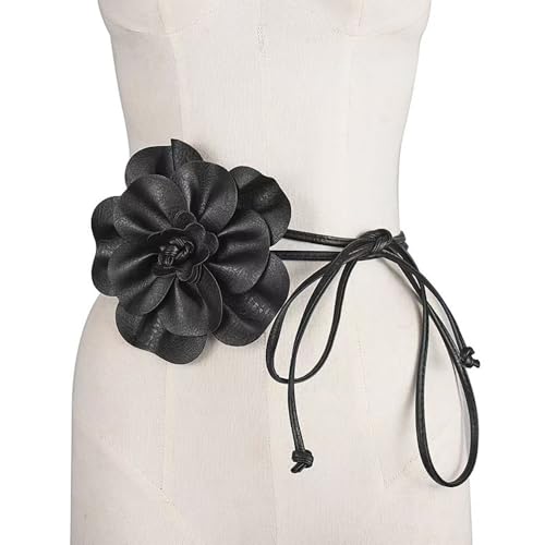 Womens' Large Flower Knot Waist Chain Rope Belt Casual Leather for Dress Elegant4