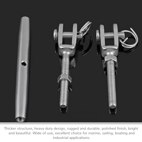 TIDTALEO 2pcs Tensores para Cables de Acero de Cuerpo Cerrado de Acero Inoxidable M8 Rigging Screw miniatura 4