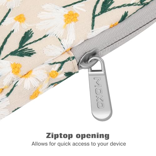 Image of MoKo 9-11 Inch Tablet Sleeve Bag Carrying Case Fits New 11inch iPad Air M4, iPad A16 2025, iPad Pro 11 M4, Air 5 /4 /3, iPad 10 /9 /8th Gen, Tab S8 /S9 11 inch, Tablet Carrying Case, White Daisy