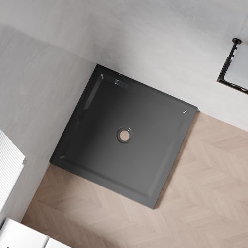Image of Casaphoria 36 inch x 36 inch Shower Base Pan with 3.5 inch Center Drain Hole,Shower Pan Five-Layer Acrylic + ABS Processing Shower Enclosure Base for Bathroom Corner Shower Door, Double Threshold Black