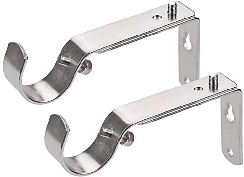 Curtain Rod Bracket Set of 2 for 7/8 or 1 Inch Rods, Adjustable - Satin Nickel
