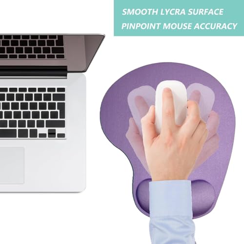 Image of Mouse Pad with Gel Wrist Rest Support, Ergonomic Mouse Cushion with Non Slip Rubber Base Mouse Pad for Laptop, Computer, Gaming, Office (Purple, Oval)