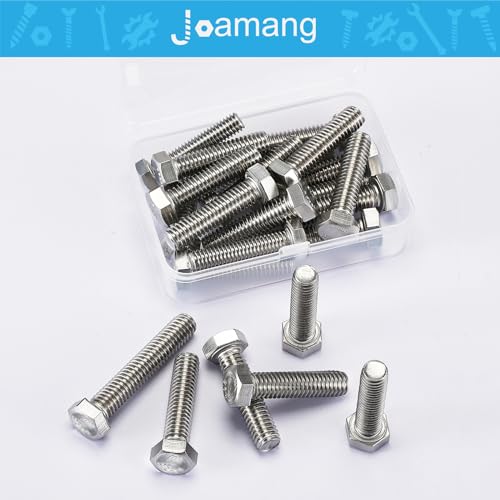 Image of M6-1.0 x 60mm Hex Head Screws Bolts, M6 x 1.0 Bolt, 304 Stainless Steel(A2-70), Hexagon Head Bolts, Metric Fully Thread, Bright Finish, Quantity 10