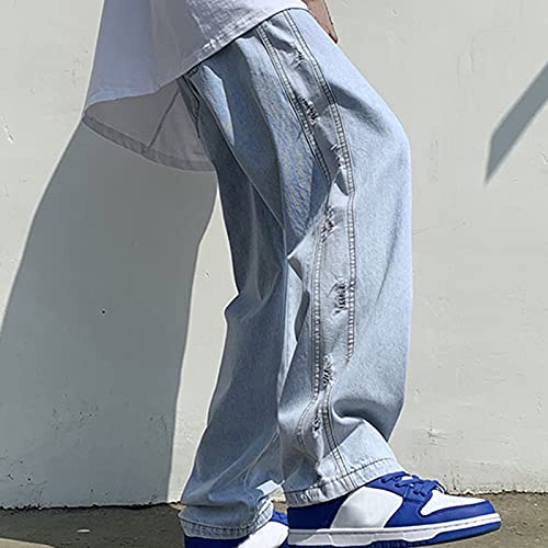 Baggy Jeans for Men Streetwear Classic Ripped Jeans Vintage Patchwork Y2k Jeans Loose Wide Leg Trousers Straight Fit Pants3