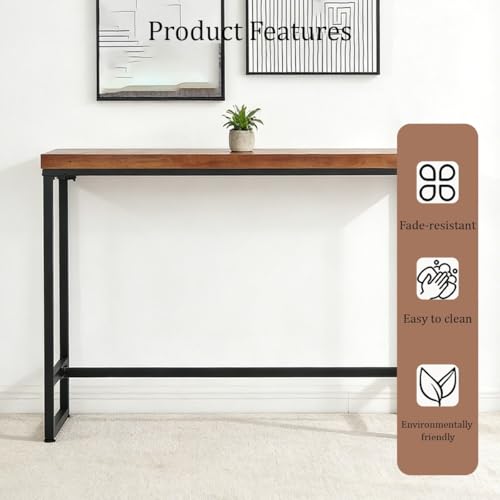 Mesa de entrada rectangular de madera estrecha para pasillo largo 7