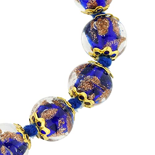 Glass of Venice Murano Bracelet - Italian Blue Sommerso Sparkling Beads Handmade Blown Glass for Women3