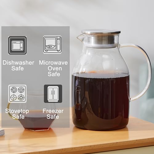 Karafu 68 Oz Borosilicate Glass Pitcher with Lid, Hot Cold Water Tea Jug - Image 4