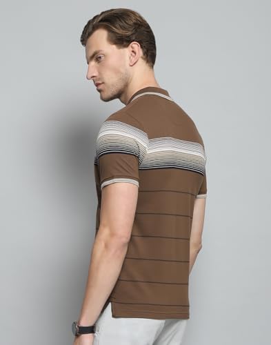 Image of Monte Carlo Men's Regular Fit Polo T-Shirt | Half Sleeve | Striped Collared Tee | Casual Everyday Wear | Stylish & Comfortable Tshirt for Men