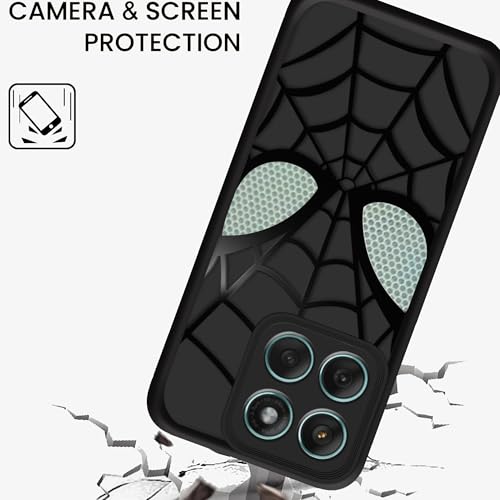 Image of Stylish Spider Back Case Cover Compatible for Motorola Moto Edge 60 Pro 5G | Spidey Face Mask Case | Soft Silicone | Camera & Full Body Protection | Shock Proof | (Black)