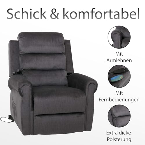 Fernsehsessel HWC-K63, Relaxsessel, Liegefunktion Aufstehhilfe Massage Heizfunktion, Stoff 220g/m² Chenille - Bordeaux – Bild 5