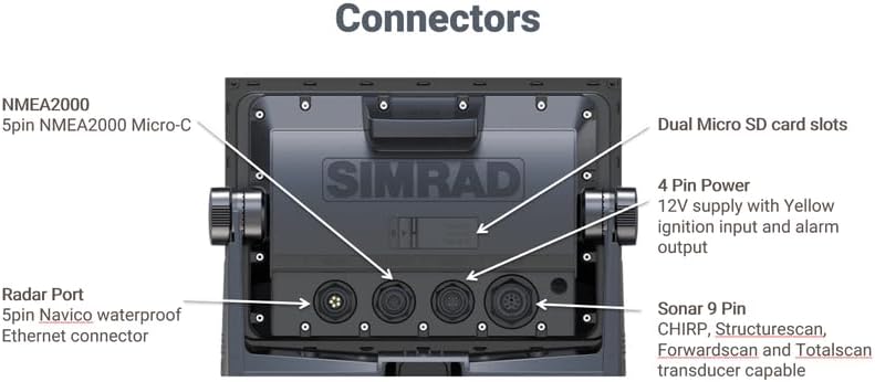 Atzekoa view of Simrad GO9 XSE showing connectors