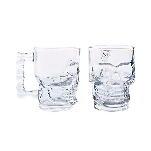 Conjunto 2 Canecas de Chopp e Cerveja de Vidro Caveira Rock Style 365ml - Lyor