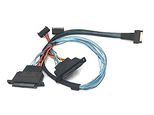 Cable Micro SATA MCIO 74 Pin a 2 x SFF-8639 U.3 75 cm