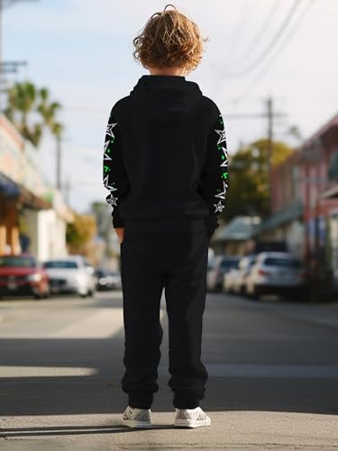 Image of boys' clothing sets, 2-Piece Hoodie & Pants Outfits for Boys Size 4-14 | Lightweight Non-Fleece Fall & Spring Clothing Sets